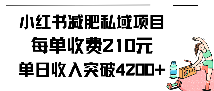 小红书减肥私域项目每单收费210元单日成交20单，*高日入4200+