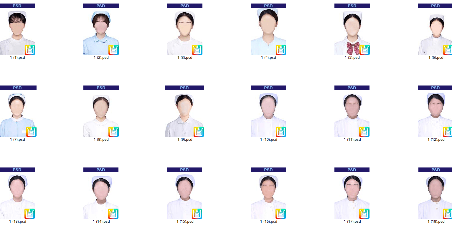 证件照素材！护士职业证件照换脸PSD素材，护士医疗职业证件照8GB素材(图3)