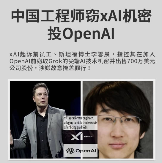 29岁中国工程师背叛马斯克，套现700万美元，偷走Grok代码投奔死对头！
