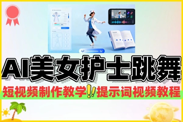 AI美女护士跳舞短视频制作教学提示词+视频教程(图1)