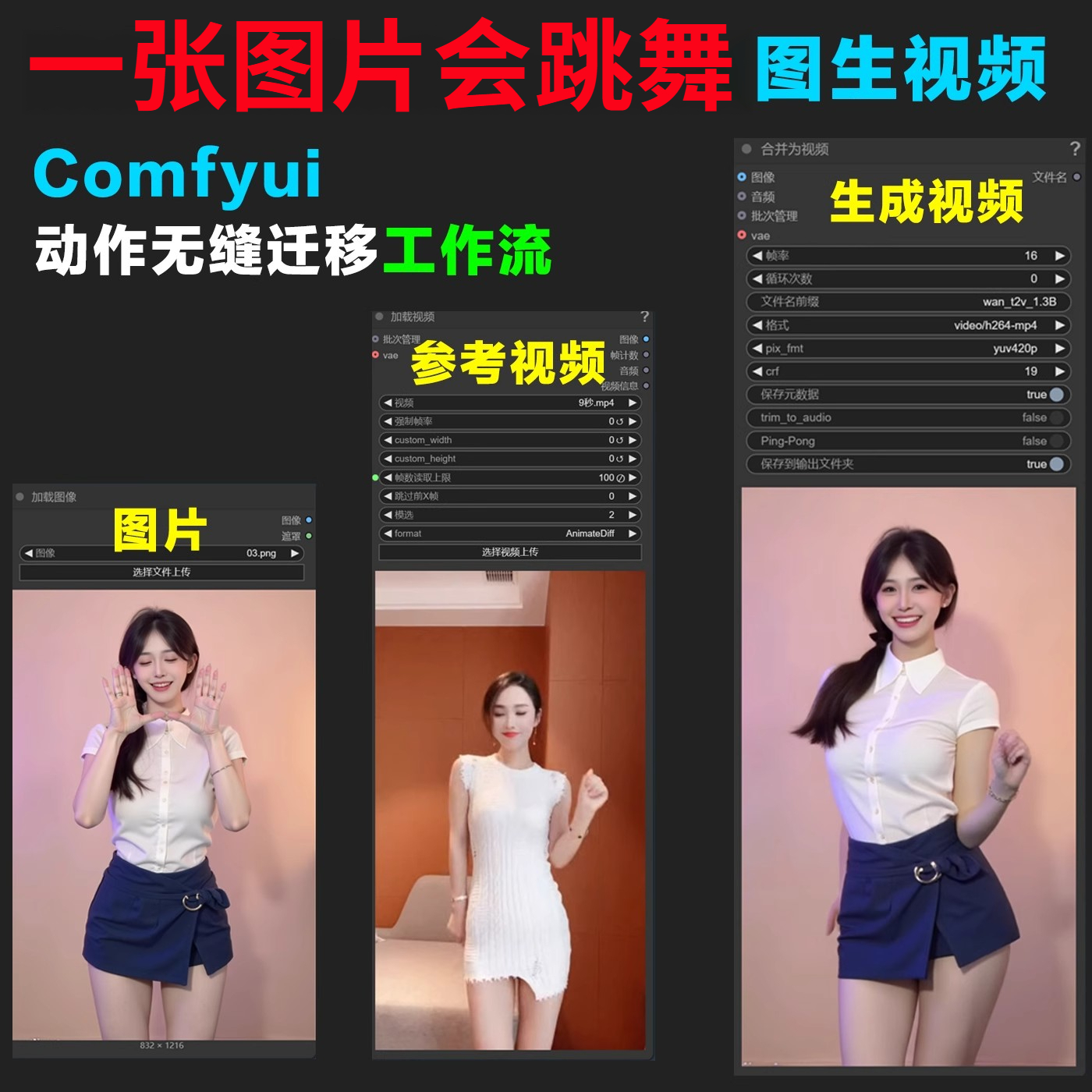 comfyui工作流照片跳舞mimicmotion配套模型AI图生视频自定义动作-1 comfyui工作流照片跳舞mimicmotion配套模型AI图生视频自定义动作