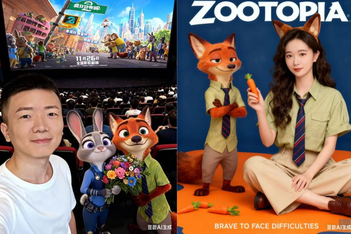 与朱迪尼克“同框”AI照疯传，引爆《疯狂动物城2》期待热潮(图2)