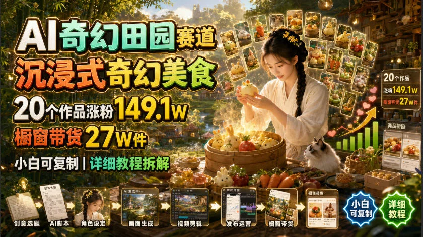 AI田园美食号:20条视频涨粉149万,带货27万件-2 AI田园美食号:20条视频涨粉149万,带货27万件(图2)