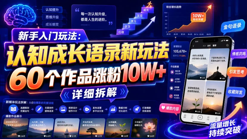 认知语录号起号秘诀:手搓剪辑60条视频涨粉10万-2 认知语录号起号秘诀:手搓剪辑60条视频涨粉10万(图2)
