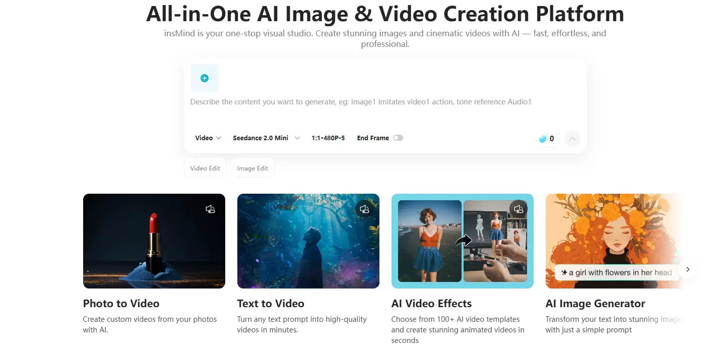 insMind：免费生成AI图片和短视频(图2)