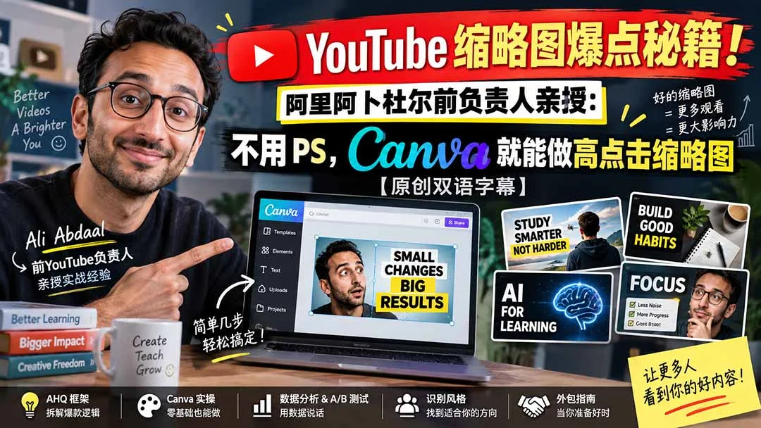 教育类YouTube缩略图：Canva做出高点击，不用PS(图2)