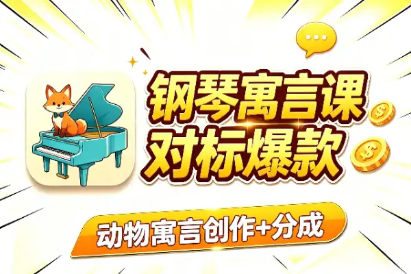 钢琴动物寓言课：对标35万粉爆款，还带分成(图1)