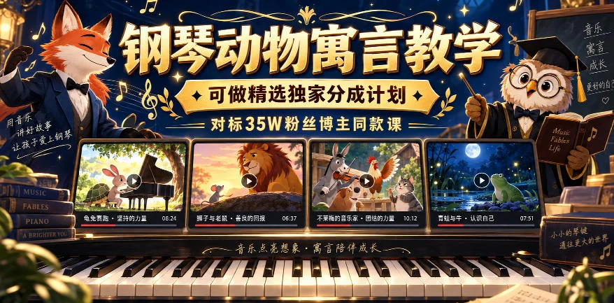 钢琴动物寓言课：对标35万粉爆款，还带分成(图2)