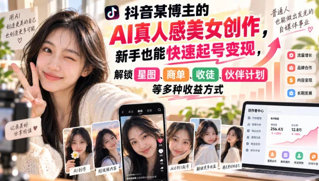AI真人美女号:新手起号到变现-2 AI真人美女号:新手起号到变现(图2)
