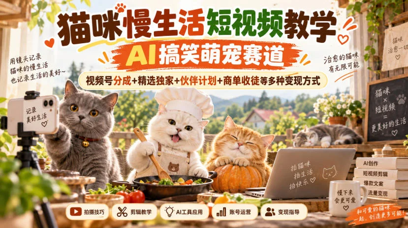 AI萌宠短视频：猫咪慢生活变现全攻略(图2)