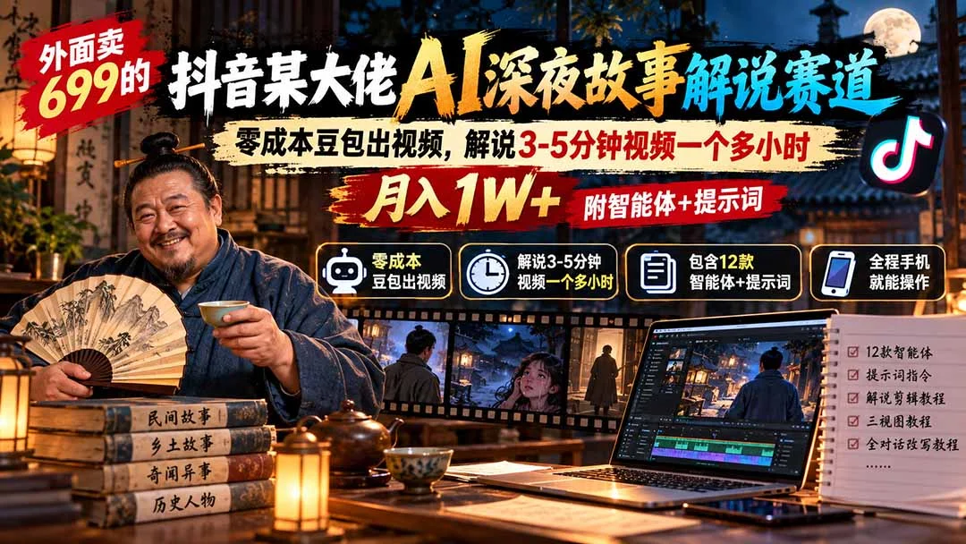 抖音AI深夜故事解说：豆包零成本，手机做3-5分钟视频(图2)