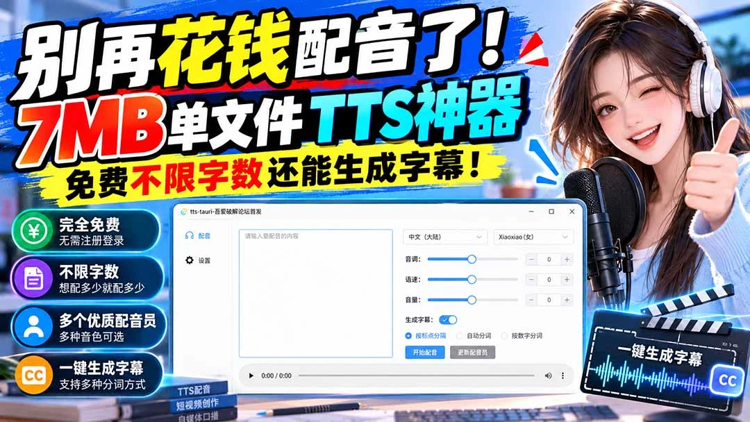 7MB单机TTS神器，免费配音不限字数(图2)
